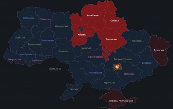 В низці областей знову оголошена повітряна тривога