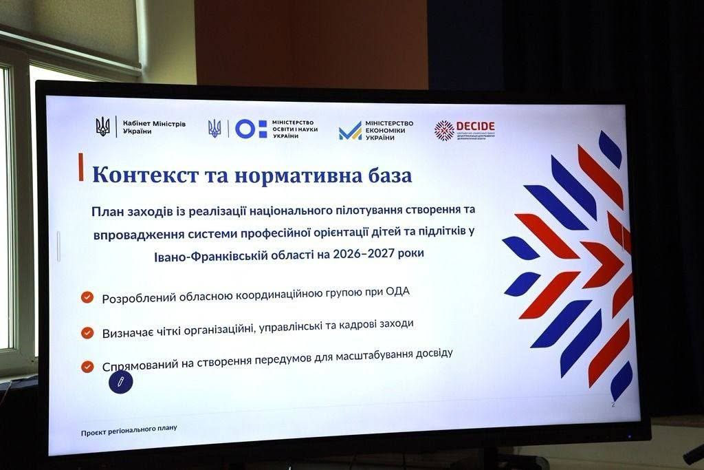 Слайд про нормативну базу профорієнтаційного проєкту