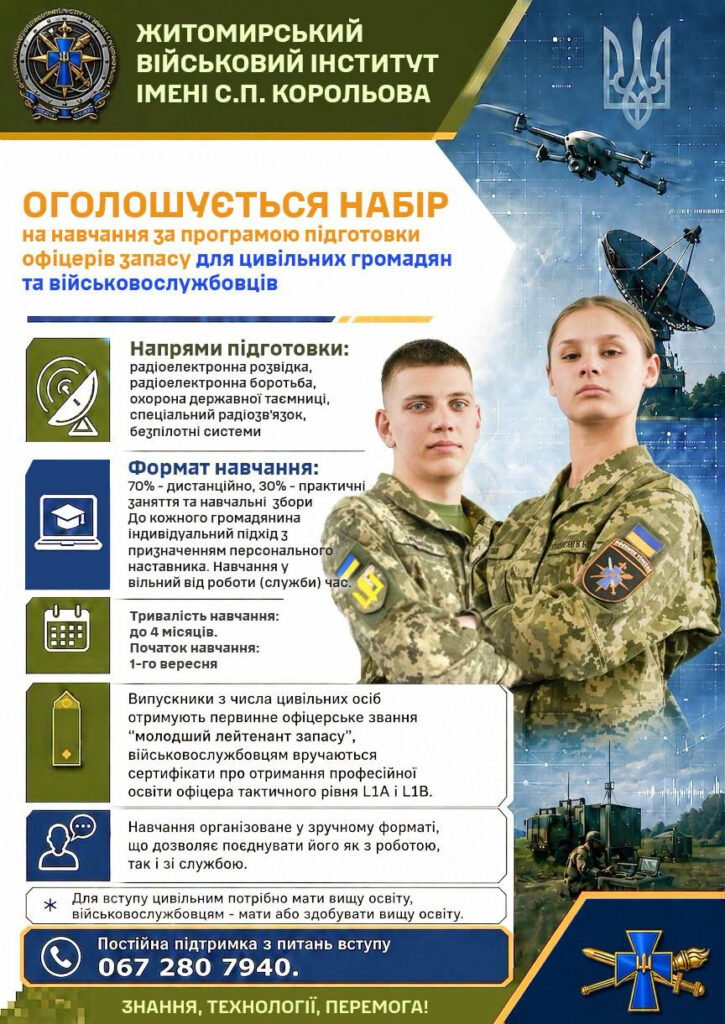 Набір на навчання за програмою офіцерів