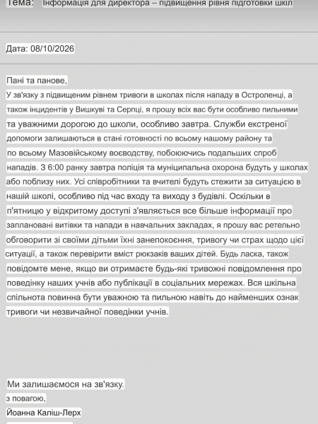 Школи Польщі охоплює паніка через повідомлення про криваву п'ятницю - Новини України Школи Польщі охоплює паніка через повідомлення про криваву п'ятницю - Новини України